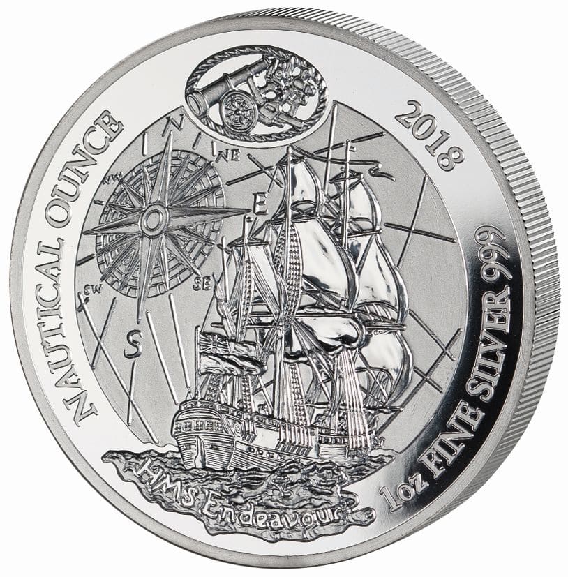 2018年 1オンス ルワンダ航海オンスHMSエンデバー .999銀貨プルーフ貨幣