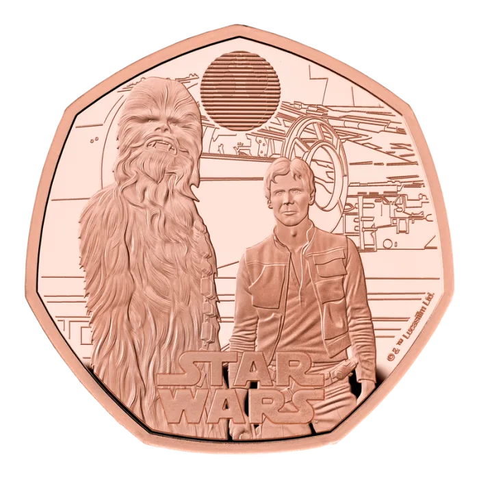 2024 15.5g イギリス スター・ウォーズ – ハン・ソロとチューバッカ .9167金プルーフ貨幣