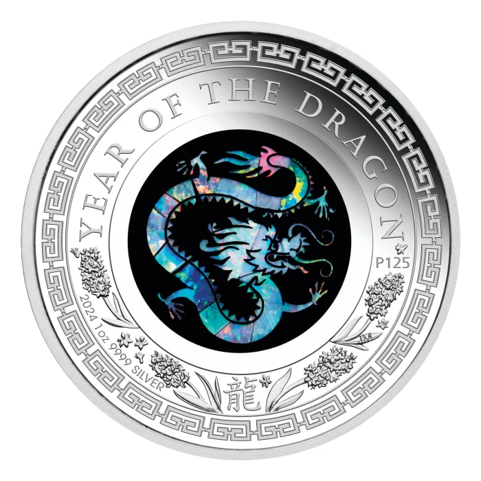 2024 1オンス オーストラリア・オパール月シリーズ – 辰年.9999銀貨プルーフ貨幣