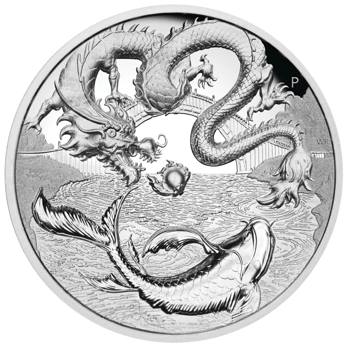 2023 2オンス オーストラリア 中国神話と伝説 – 龍と鯉 .9999銀ハイレリーフプルーフ貨幣