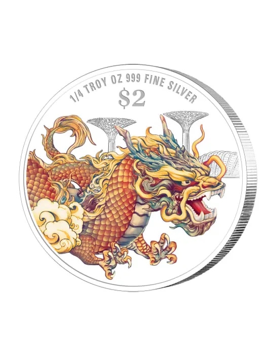 2024 1/4oz シンガポール辰年.999銀カラーコイン