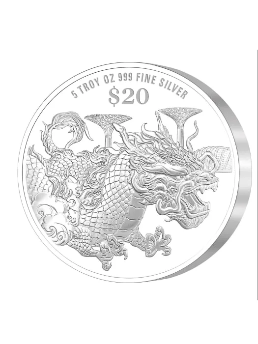 2024 5オンス シンガポール辰年.999銀貨プルーフ貨幣