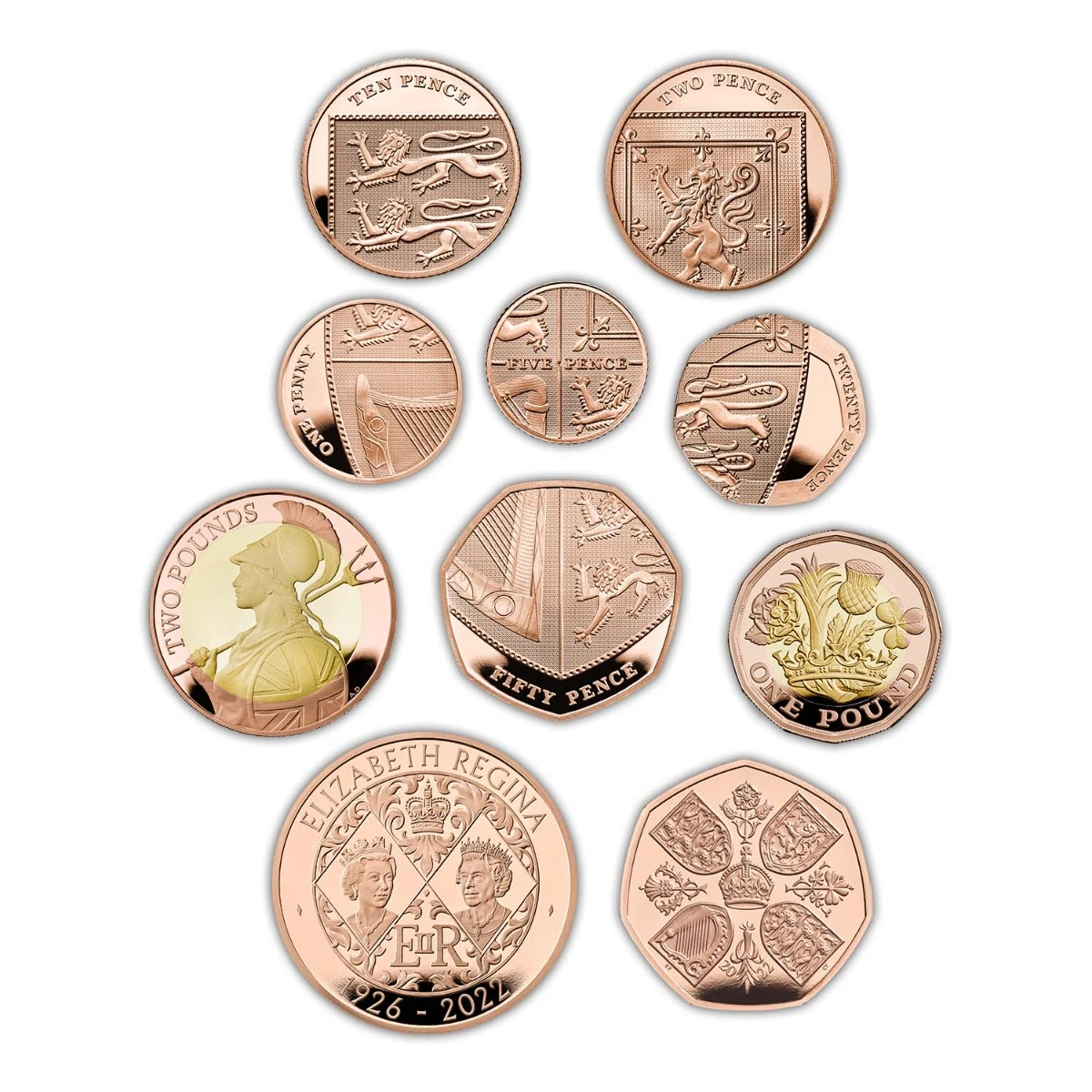 2022 英国女王エリザベス2世 0.9167金プルーフ記念コインセット