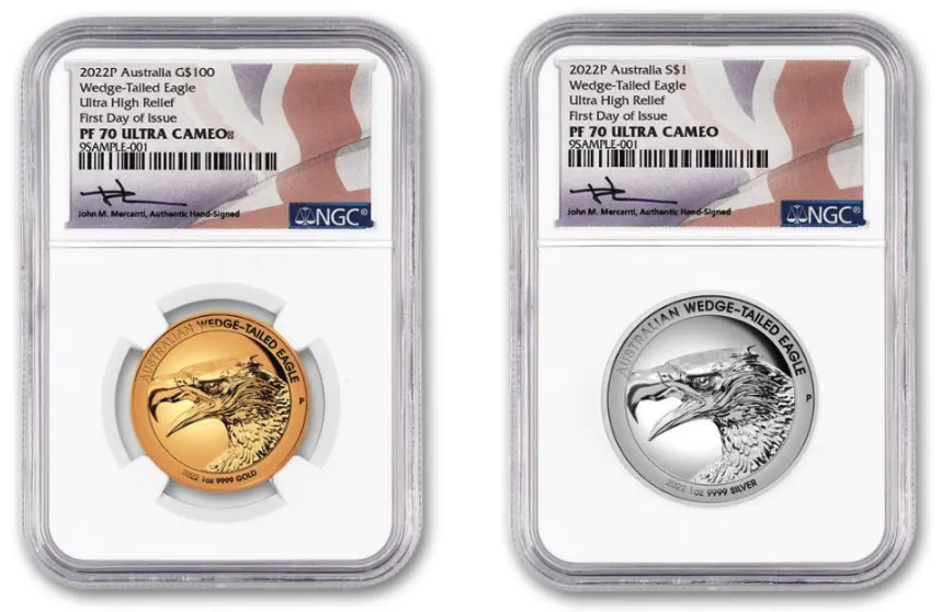 2022 1オンス オーストラリア ウェッジテールイーグル 9999 金貨・銀貨 (NGC PF70 FDI Mercanti Signature)