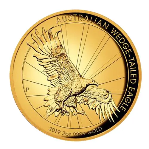 2019年 2オンス オーストラリア ウェッジ・テール・イーグル .9999金プルーフ・ハイレリーフ硬貨