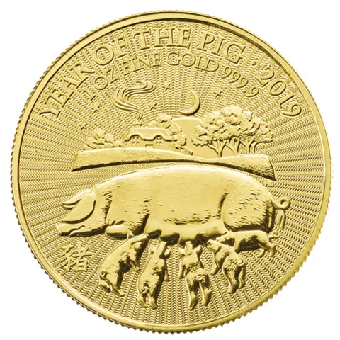 2019年 1オンス 英国旧暦亥年 9999金貨 BU