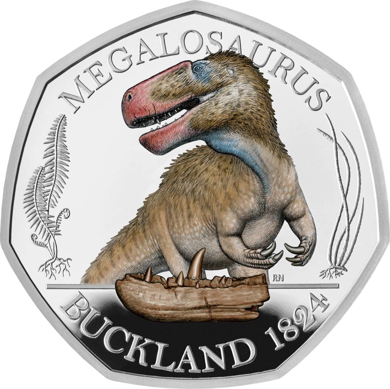 2020年 イギリス メガロサウルス 8グラム .925銀カラープルーフ貨幣