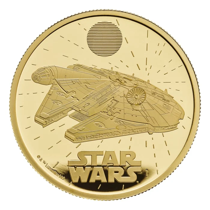 2024 1/4oz イギリス スター・ウォーズ – 象徴的な乗り物：ミレニアム・ファルコン.9999金プルーフ貨幣