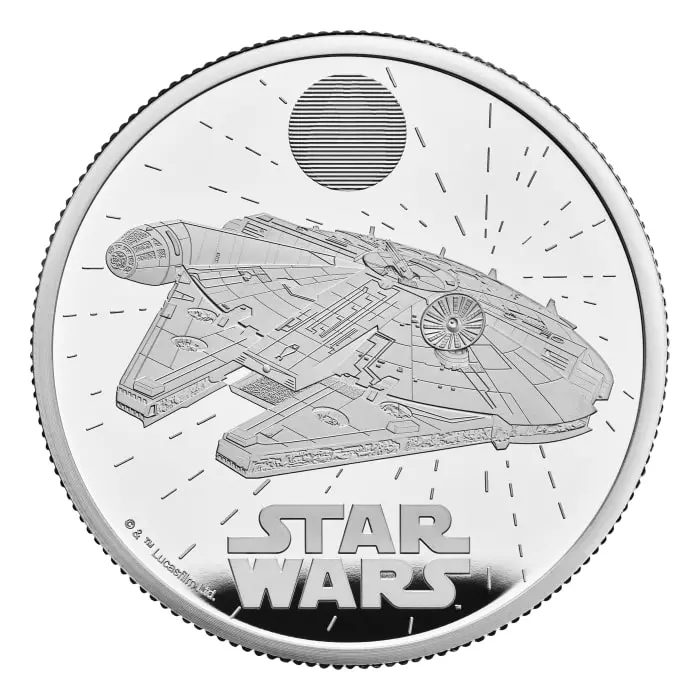 2024 2オンス グレートブリテン スターウォーズ – 象徴的な乗り物：ミレニアム・ファルコン.999銀貨プルーフ貨幣