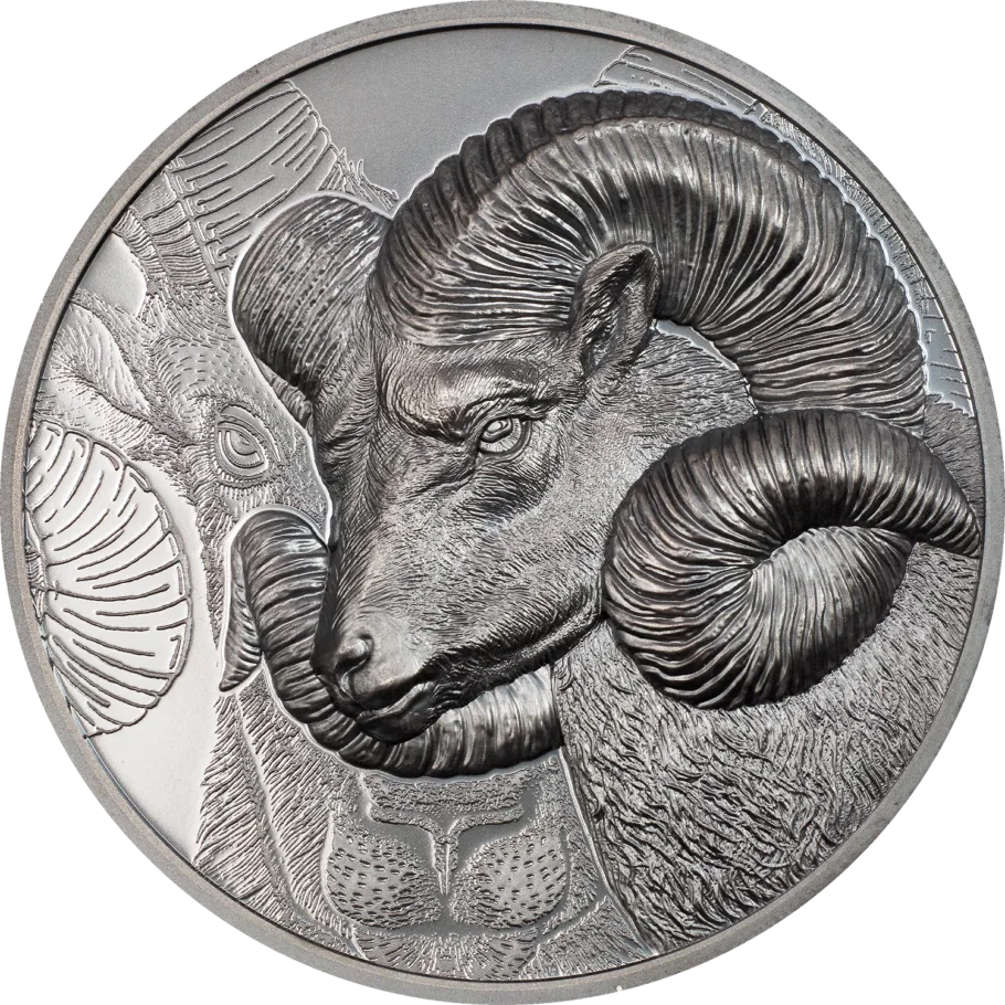 2022 2オンス モンゴル マグニフィセント アルガリ .999銀貨プルーフ貨幣