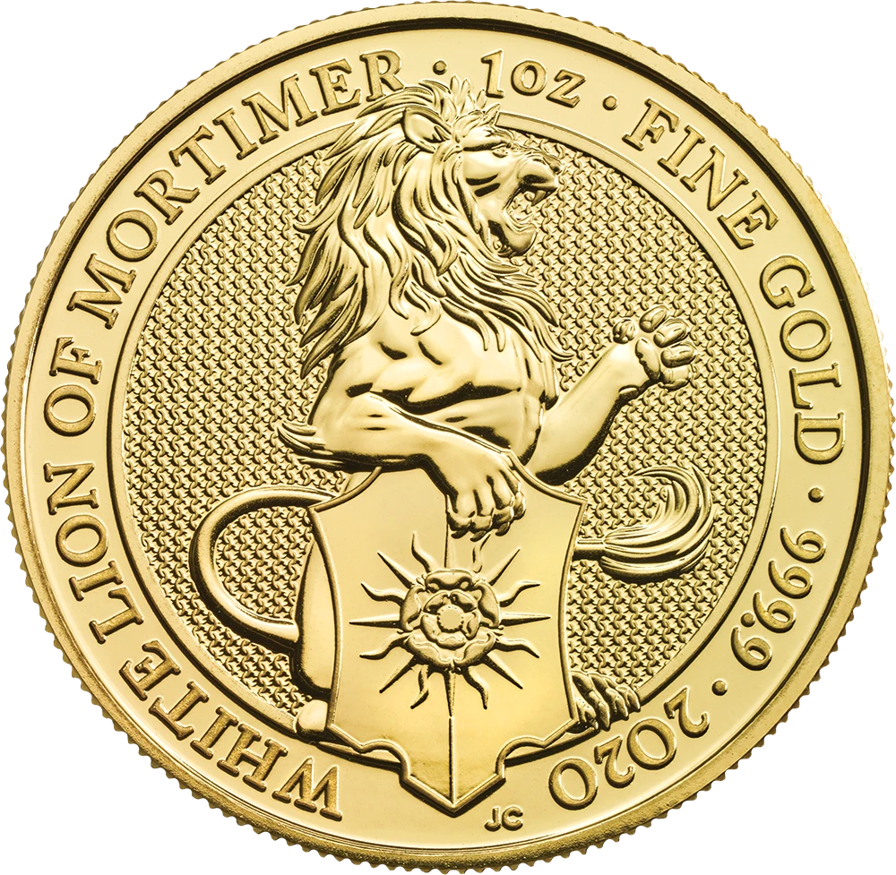 2020年 1オンス グレイト・ブリテン 女王の獣 – モーティマーの白獅子 .9999金貨