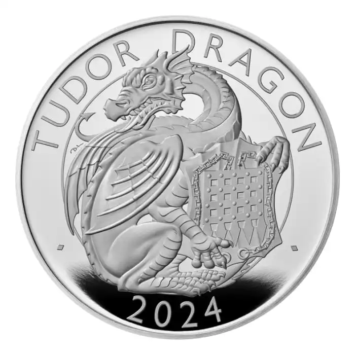2024 1オンス グレートブリテン王室チューダー獣-チューダー・ドラゴン.999銀貨プルーフ貨幣